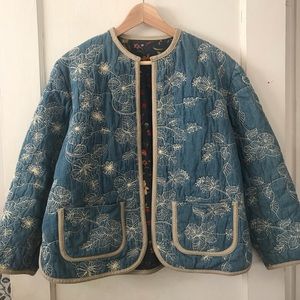 Vintage Embroidered Denim House Coat